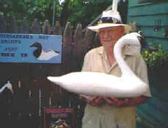 Harry Jobes with Swan beside his home in Aberdeen, MD.